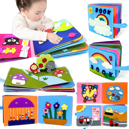 Montessori Baby Busy Board 3D Sensory Cloth Book for Toddlers