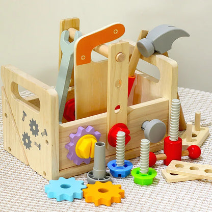 Montessori Kids Wooden Toolbox Pretend Play Repair Set