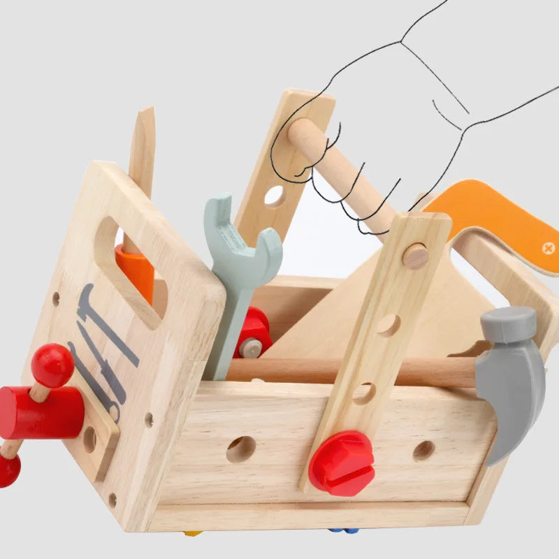 Montessori Kids Wooden Toolbox Pretend Play Repair Set