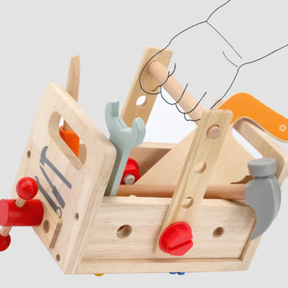 Montessori Kids Wooden Toolbox Pretend Play Repair Set