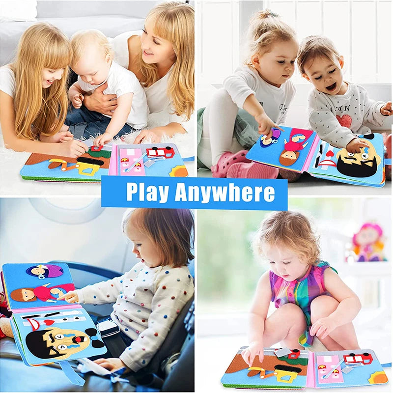 Montessori Baby Busy Board 3D Sensory Cloth Book for Toddlers